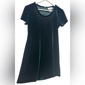 Vintage Jeffrey and Dara Dress Womens Green Velvet Goth 90s Whimsygoth 6 P